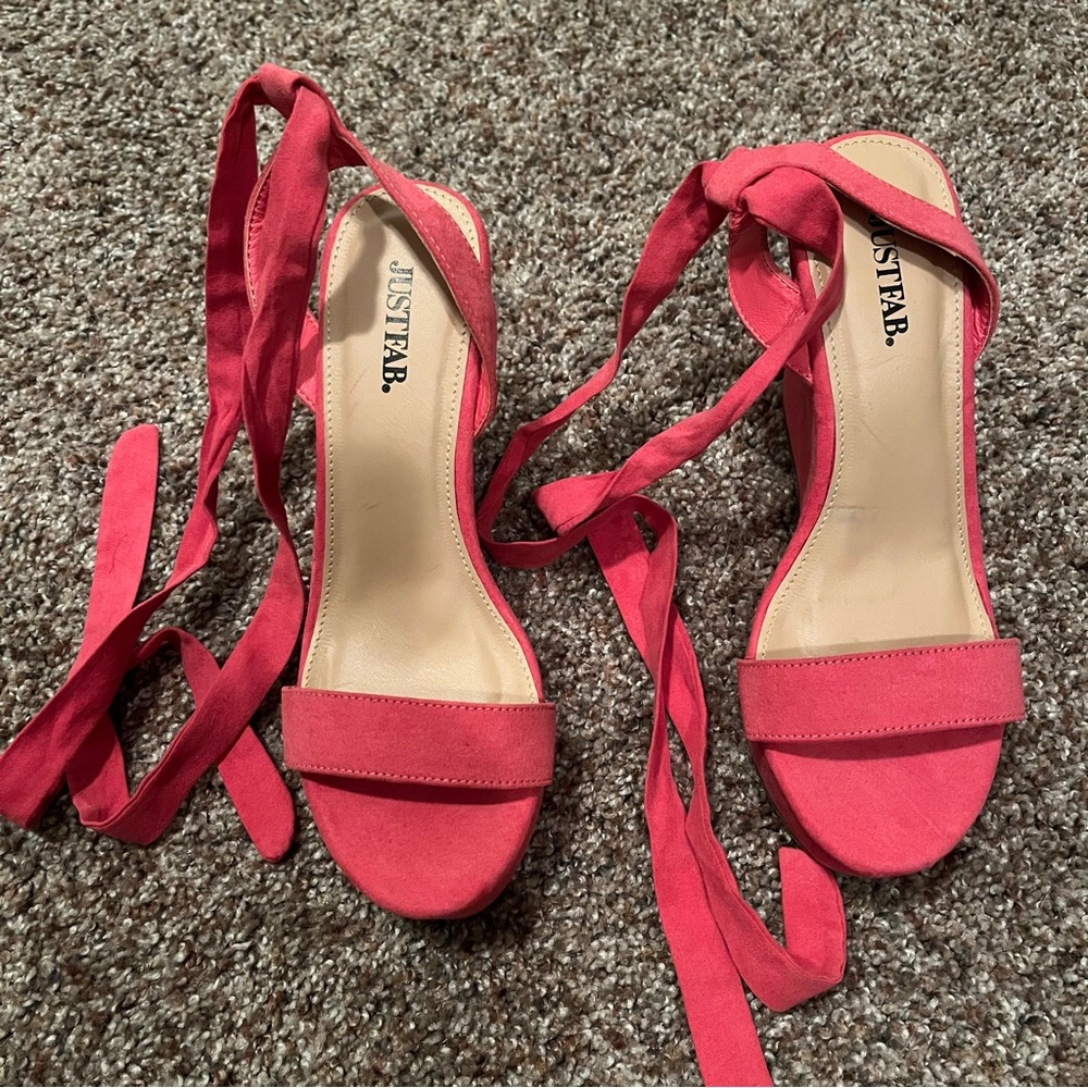 Justfab hot pink wedge heels size 6
